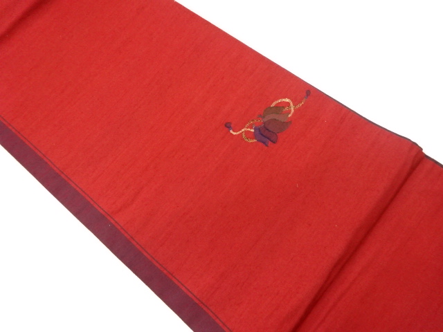 作家物　手織り紬隠れ蓑模様織出し袋帯